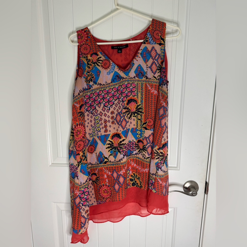 Colorful Sleeveless Top Womens Xl Zac  Rachel Brand 54